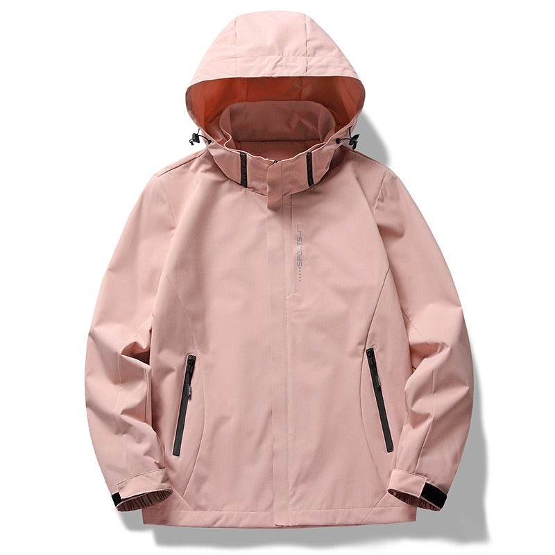 WU Men's Outdoor Hiking Jacket Waterproof Windbreaker Hooded Lightweight Trekking Coat with Logo Customization - Image 1