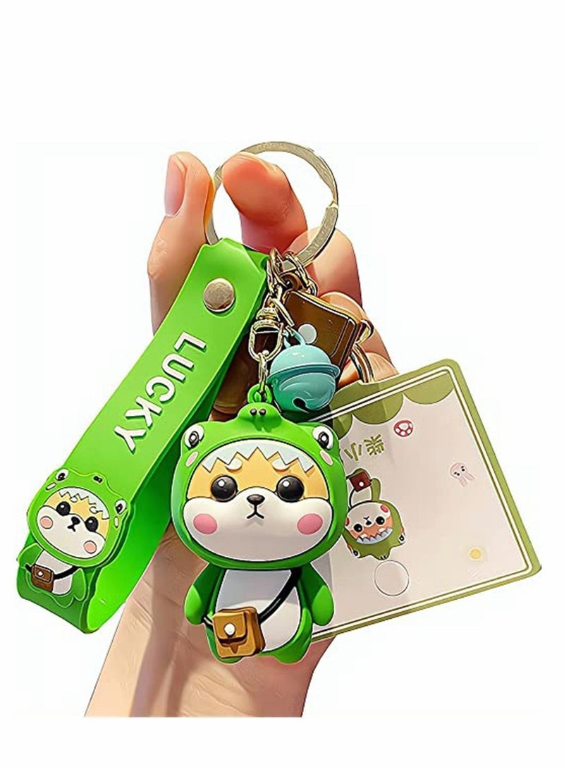 Y&D Keychain, Ladies Girl Cute Keychain with Dog Pendant Hand Strap Creative New Year Gift Animal Car Key Metal Ring for Handbags, Purses, Bags, Belts, 1 Pcs, Green  - Image 1