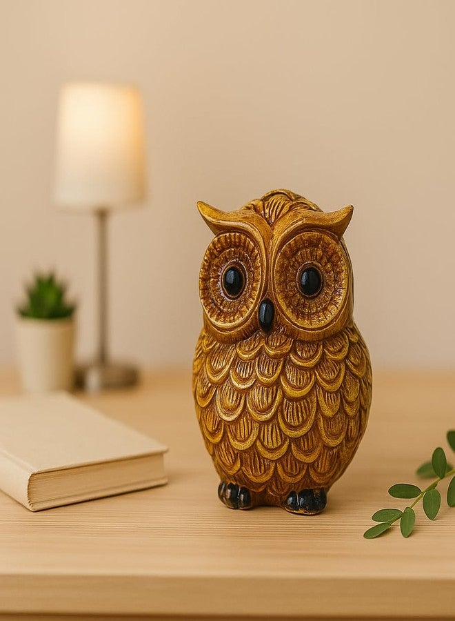 INARA Creation Owl Statue for Good Luck, Home Decor & Gift (Golden & Black) - Image 1