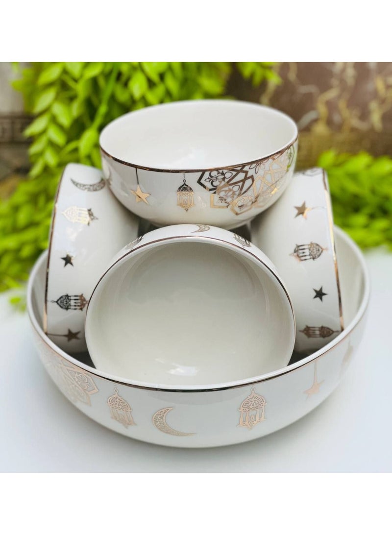 7-piece porcelain compote set - Image 1