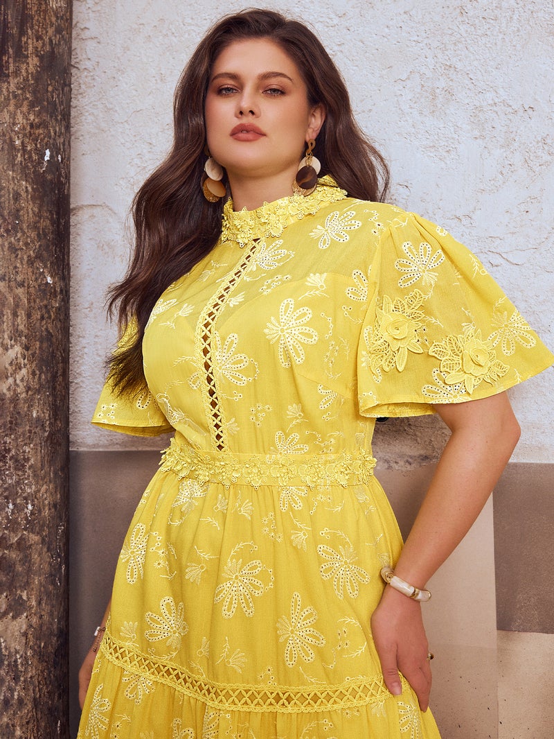 SIMPLEE Elegant Lace Midi Dress with Embroidery | Perfect for cocktail parties, holiday weddings, evening events, casual summer parties, and beach vacations. - Image 3