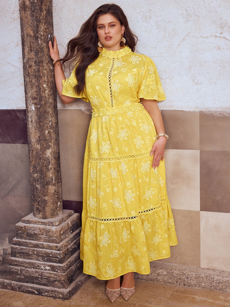 SIMPLEE Elegant Lace Midi Dress with Embroidery | Perfect for cocktail parties, holiday weddings, evening events, casual summer parties, and beach vacations. - Image 5