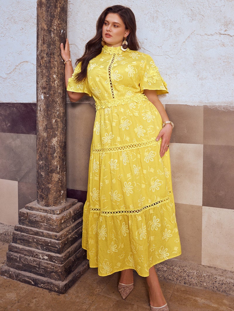 SIMPLEE Elegant Lace Midi Dress with Embroidery | Perfect for cocktail parties, holiday weddings, evening events, casual summer parties, and beach vacations. - Image 4