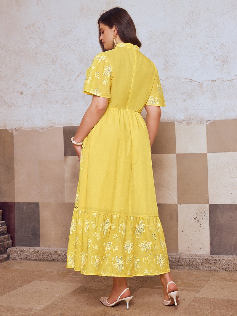 SIMPLEE Elegant Lace Midi Dress with Embroidery | Perfect for cocktail parties, holiday weddings, evening events, casual summer parties, and beach vacations. - Image 2