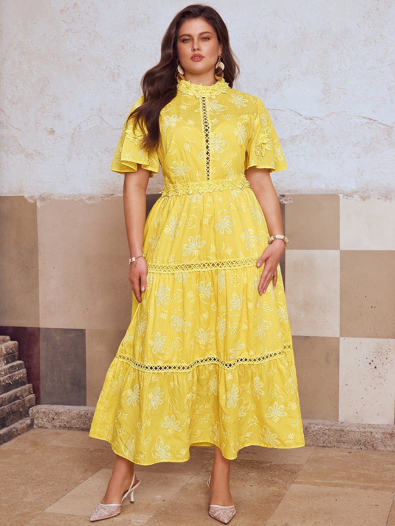 SIMPLEE Elegant Lace Midi Dress with Embroidery | Perfect for cocktail parties, holiday weddings, evening events, casual summer parties, and beach vacations. - Image 1