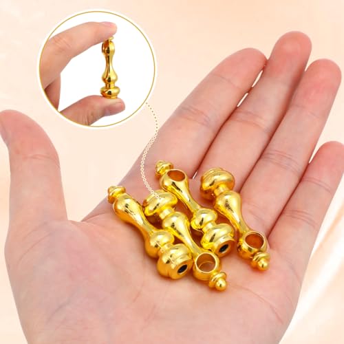 Veemoon 4pcs Railing Bracket Spindles Connectors, Metal Cabinets Spindles Connectors Gold Post End Caps Shelf Railing Kit Gallery Rails Shelves Accessiores for Glass Furniture Serving Cart Hardware - Image 4