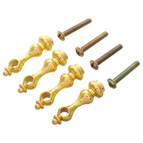 Veemoon 4pcs Railing Bracket Spindles Connectors, Metal Cabinets Spindles Connectors Gold Post End Caps Shelf Railing Kit Gallery Rails Shelves Accessiores for Glass Furniture Serving Cart Hardware - Image 1