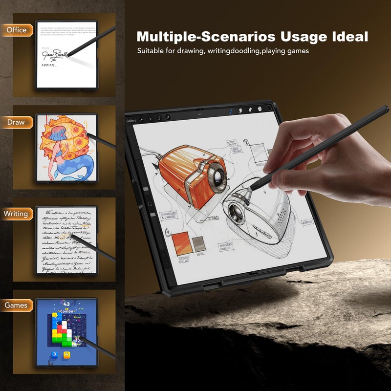 TONGATE حافظة TONGATE لجهاز Z Fold 7 مع حامل قلم و stylus، [حماية شاشة خصوصية مدمجة وغطاء كاميرا منزلق][مضاد للتجسس] حافظة مقاومة للجيش مع قاعدة قابلة للانزلاق لجهاز Samsung Galaxy Z Fold 7 مع مشبك حزام، أسود - Image 3