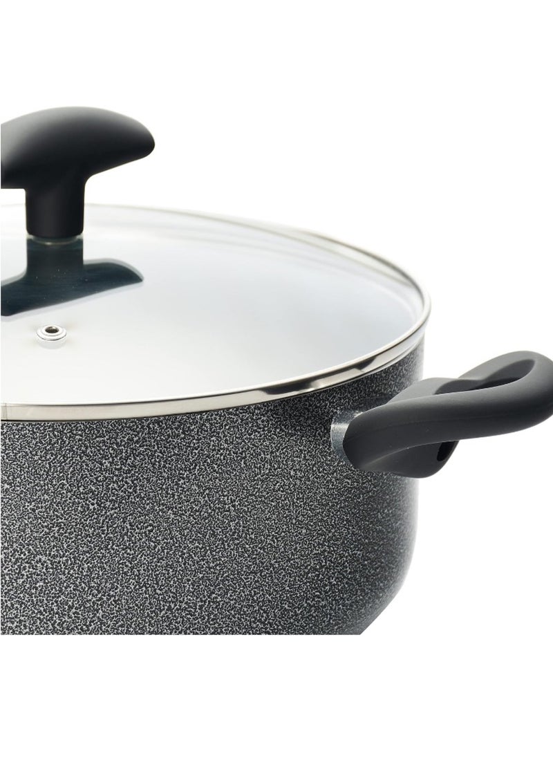 Sweet Home 9-Piece Non-Stick Aluminum Cookware Set – Black Color with Glass Lids, Soft Heat-Resistant Handles & Wooden Ladles  - Image 5