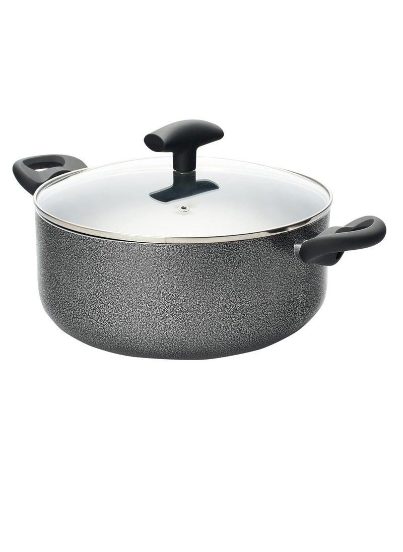 Sweet Home 9-Piece Non-Stick Aluminum Cookware Set – Black Color with Glass Lids, Soft Heat-Resistant Handles & Wooden Ladles  - Image 3