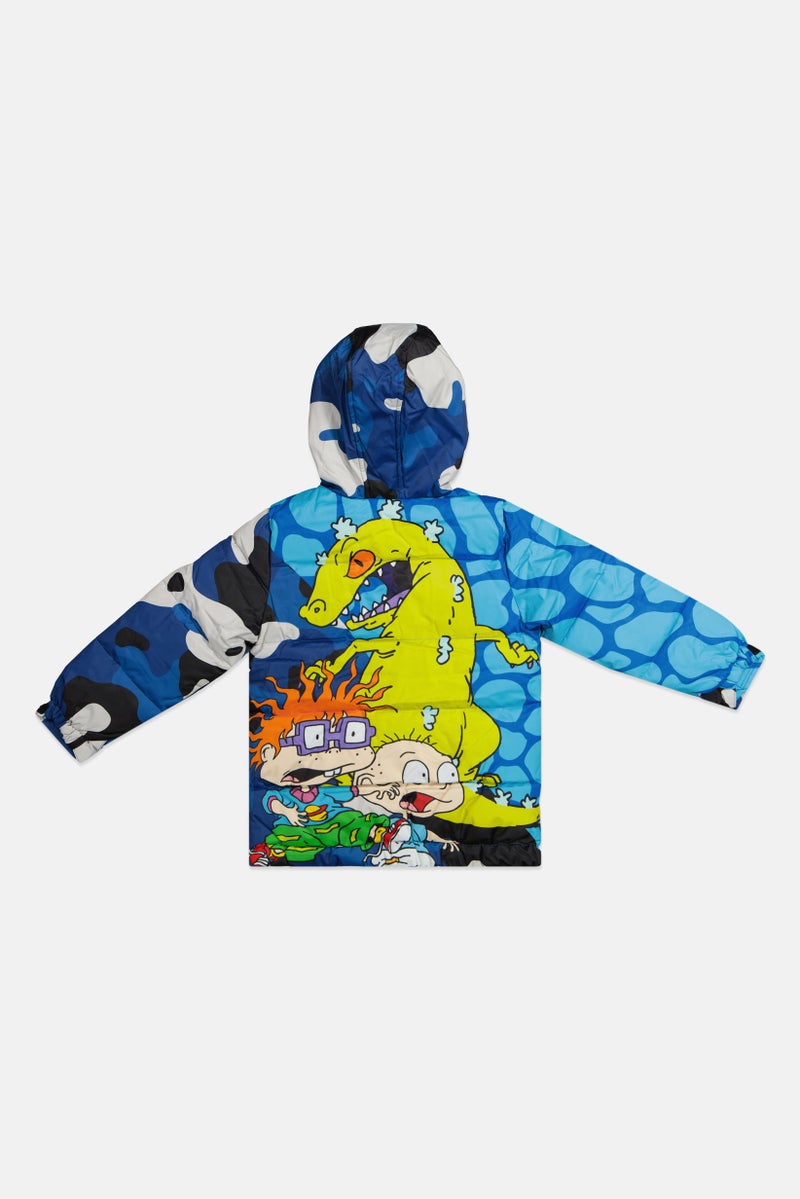 nickelodeon جاكيت بافر مطبوع بالكامل للأولاد، مجموعة زرقاء - Image 2
