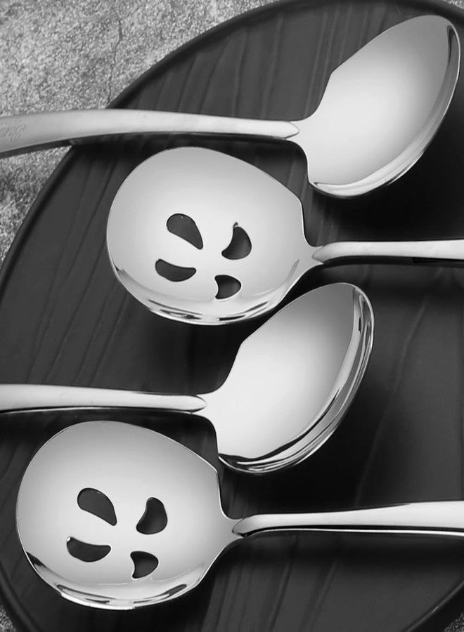 Kannei tec Serving Spoons Set 9.14 Inch Slotted Spoon Serving Spoon Stainless Steel Serving Utensils for Buffet Parties Catering Dishwasher Safe(Set of 4, Silver) - Image 2