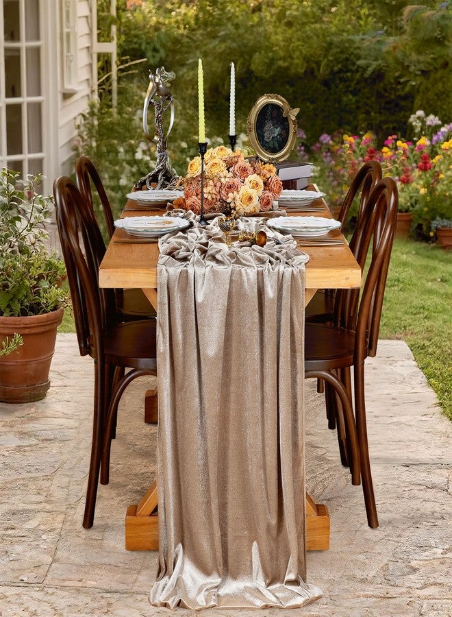 SoarDream Cream Velvet Table Runner 5 Pieces 29 x 120 Inches 10ft Velvet Tabletop for Wedding Party Birthday Home Holiday Decorations - Image 1