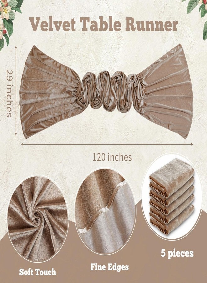 SoarDream Cream Velvet Table Runner 5 Pieces 29 x 120 Inches 10ft Velvet Tabletop for Wedding Party Birthday Home Holiday Decorations - Image 2
