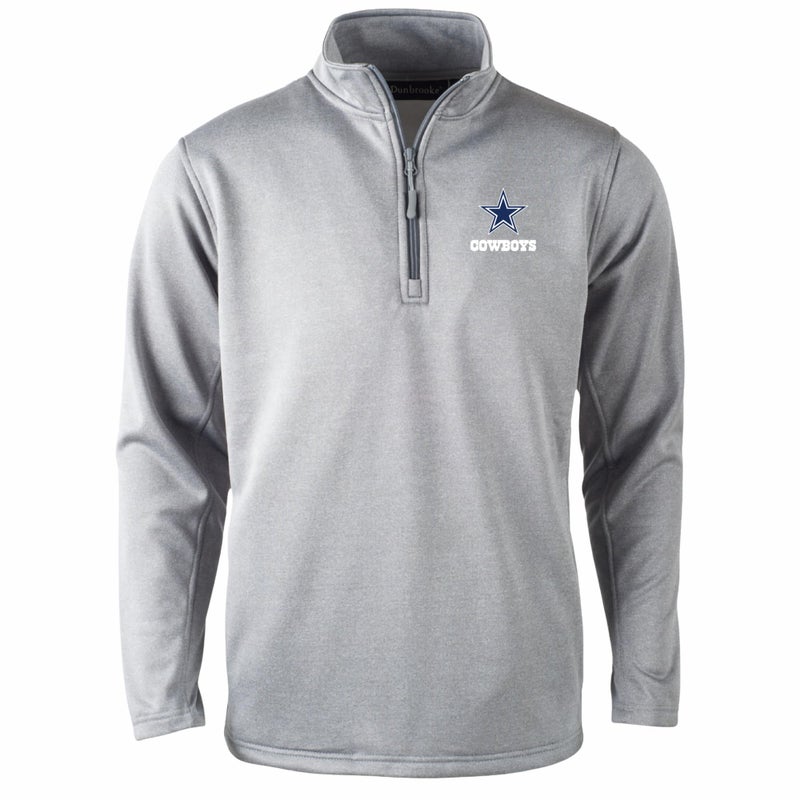 Dunbrooke Dallas Cowboys All-Star Menâ€™s Quarter Zip Fleece Pullover with Mock Neck and Side Pockets, Heather Grey, 2XL