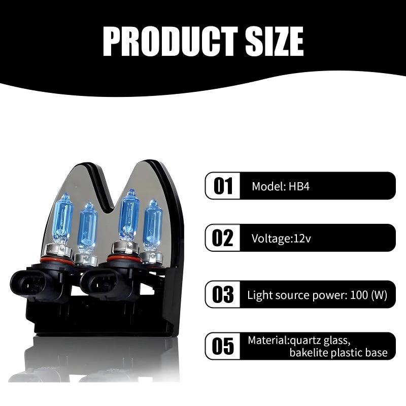 Flygun 2 PCS 9005 Car Halogen Bulbs, Ultra White Light Bulbs, 12V 100W Front Fog Light Bulbs, Super Bright High Beam Low Beam Bulbs Auto Lights Universal for Most Cars, Trucks, SUVs (White) - Image 2