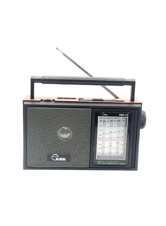 كي آر كي راديو محمول متعدد النطاقات KRK-33U AC/DC ومشغل MP3 قابل لإعادة الشحن مع قارئ بطاقات USB/SD، FM/AM/موجات قصيرة (SW-1-5) وتشغيل الموسيقى - Image 3