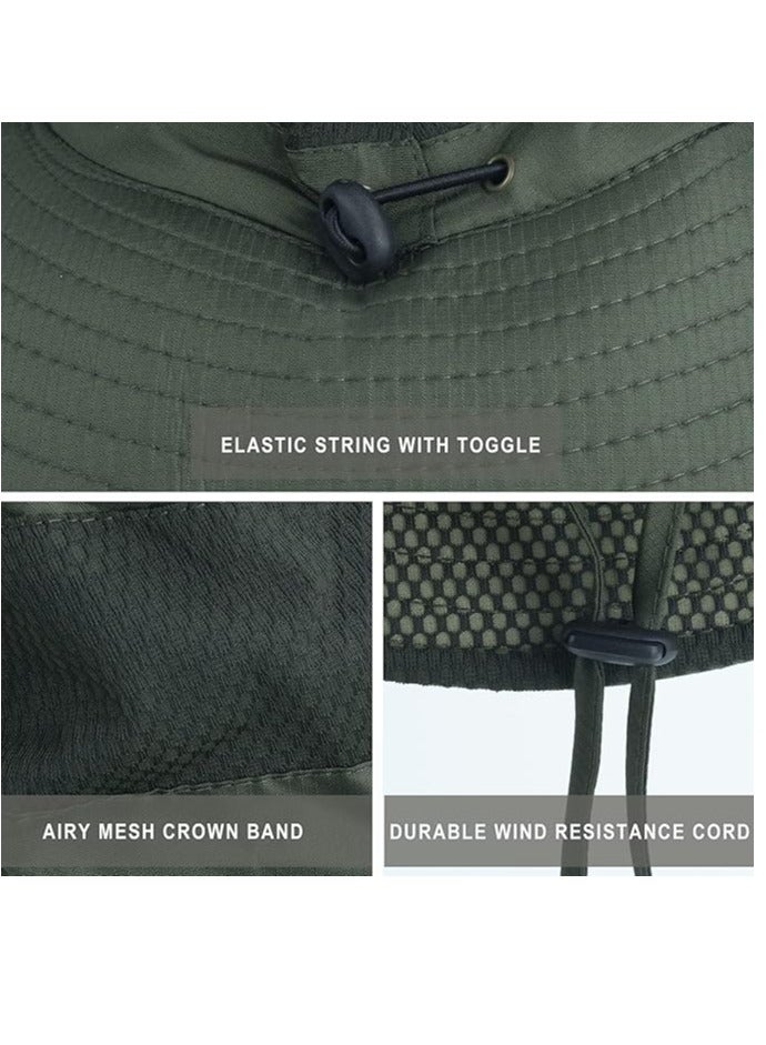 Excefore Mens Womens Sun Hat Wide Brim Breathable Mesh UPF 50+ Waterproof Fishing Hat Safari Hat Foldable Boonie Cap - Image 3