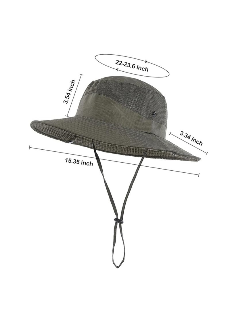 Excefore Mens Womens Sun Hat Wide Brim Breathable Mesh UPF 50+ Waterproof Fishing Hat Safari Hat Foldable Boonie Cap - Image 4