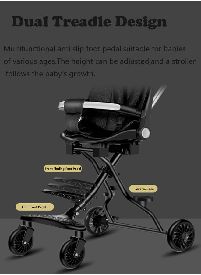 Arabest - Baby Stroller, Foldable Four-wheeled Child Stroller, Lightly and easly Foldable Child Stroller, Suitable For 1-5 Years Old High Landscape Auxiliary Baby Artifact (Black) - Image 1
