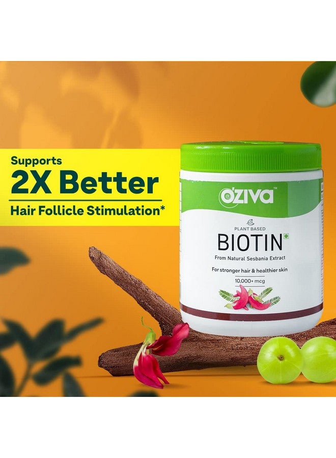 OZiva Biotin For Hair Growth|Biotin Powder for Hair & Healthier Texture, Skin, Nails & Body (With Silica, Sesbania Agati, Vitamin B6),Certified Clean & Vegan, 125g (Lemon) - Image 2
