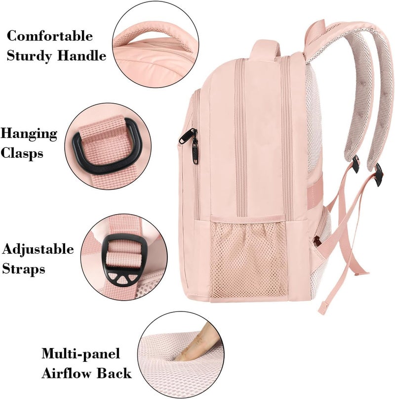 MATEIN 15.6 inch Laptop Backpack, Cute Slim Computer Travel Backpack, Carry On Casual Daypack Bag Gifts for Women Teacher Nurse, Pink - Image 4