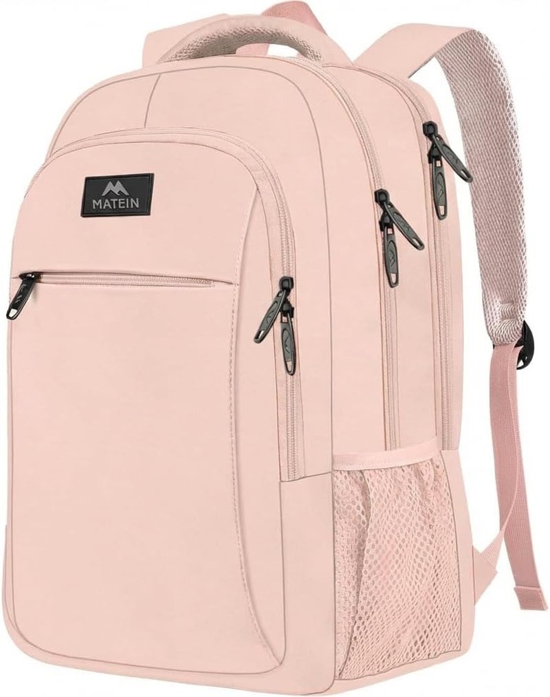 MATEIN 15.6 inch Laptop Backpack, Cute Slim Computer Travel Backpack, Carry On Casual Daypack Bag Gifts for Women Teacher Nurse, Pink - Image 1