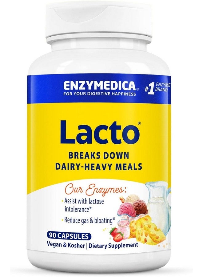 إنزيميديكا لاكتو، تركيبة فائقة القوة لعلاج عدم تحمل منتجات الألبان، مع إنزيمات اللاكتاز والبروتياز، لتخفيف اضطرابات الجهاز الهضمي، 90 كبسولة (90 حصة) - Image 1