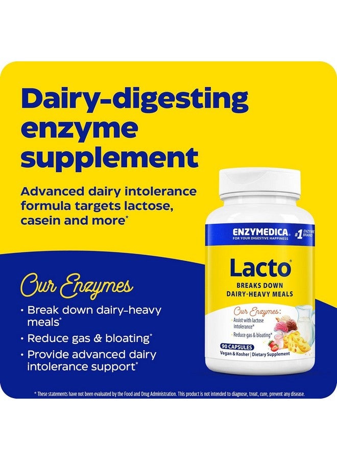 إنزيميديكا لاكتو، تركيبة فائقة القوة لعلاج عدم تحمل منتجات الألبان، مع إنزيمات اللاكتاز والبروتياز، لتخفيف اضطرابات الجهاز الهضمي، 90 كبسولة (90 حصة) - Image 3
