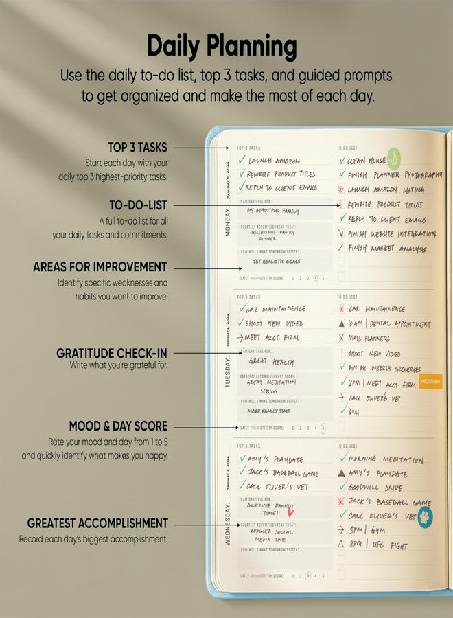PRODUCTIVITY STORE Pro - Undated, 2026 Planner, 5.8” x 8.3” - The #1 Productivity Planner to Achieve Your 2026 Goals - Planner 2026-2027 - Blue - A5 - Image 3