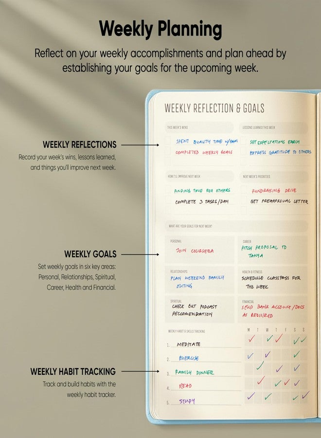 PRODUCTIVITY STORE Pro - Undated, 2026 Planner, 5.8” x 8.3” - The #1 Productivity Planner to Achieve Your 2026 Goals - Planner 2026-2027 - Blue - A5 - Image 4
