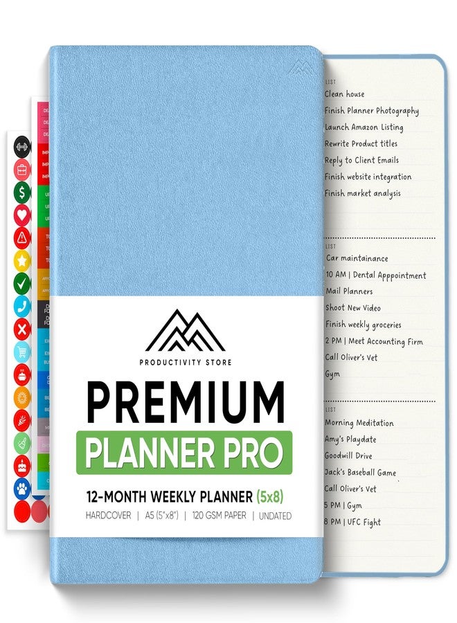 PRODUCTIVITY STORE Pro - Undated, 2026 Planner, 5.8” x 8.3” - The #1 Productivity Planner to Achieve Your 2026 Goals - Planner 2026-2027 - Blue - A5 - Image 1