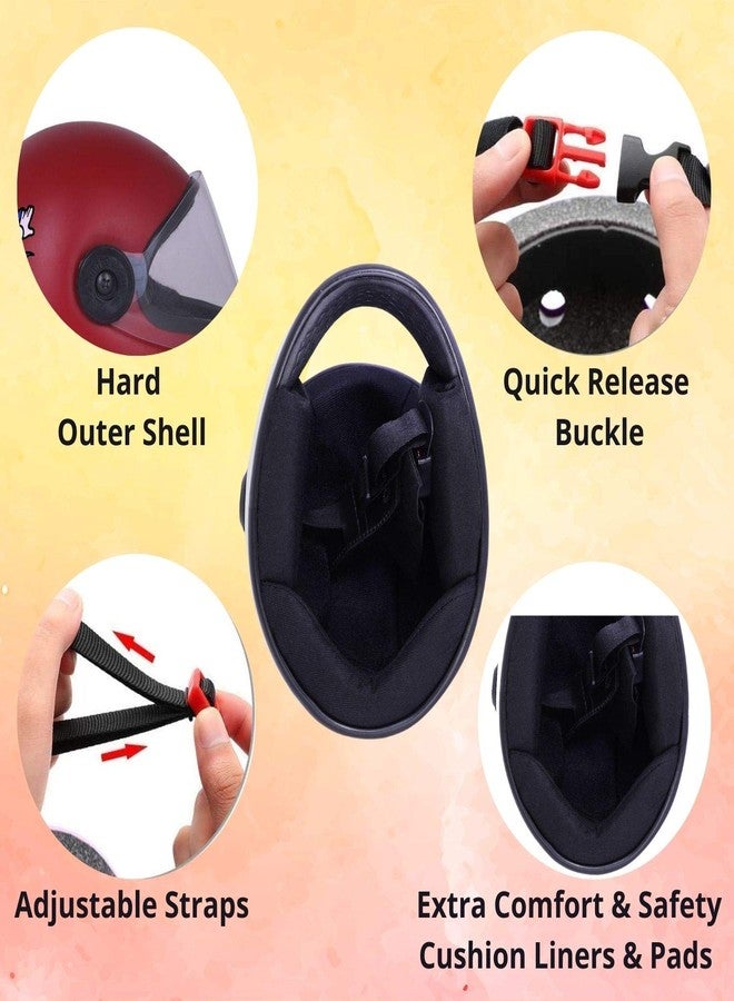 سايج سكوير خوذة وجه كاملة قابلة للتعديل بتصميم كرتوني مربع من سيج، توفر الأمان والراحة للأطفال الرضع (من 3 إلى 12 سنة) (أحمر مطفي) - Image 4