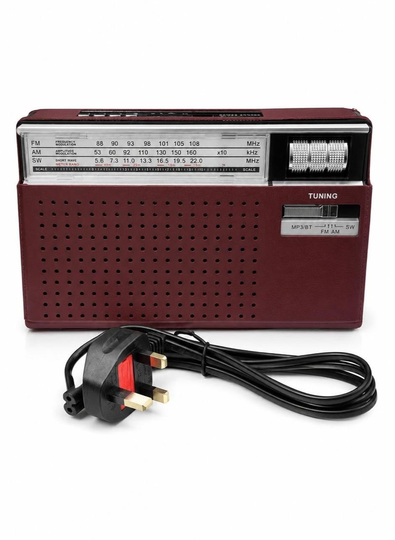 HB Portable FM/AM/SW Radio with Bluetooth USB & TF Card MP3 Player, Rechargeable Battery, Powerful Speaker,Strong Signal Antenna, AC/DC Dual Power, 3-Band Radio for Home, Travel, Camping And More - Image 3