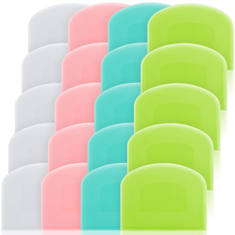 Bowl Scraper 20-Piece Colorful Set Zero Waste Complete Scraping Flexible Spatula - Ergonomic Anti-Slip Handle Pastry Scraper for Home Baking Kitchen Tasks - Image 1
