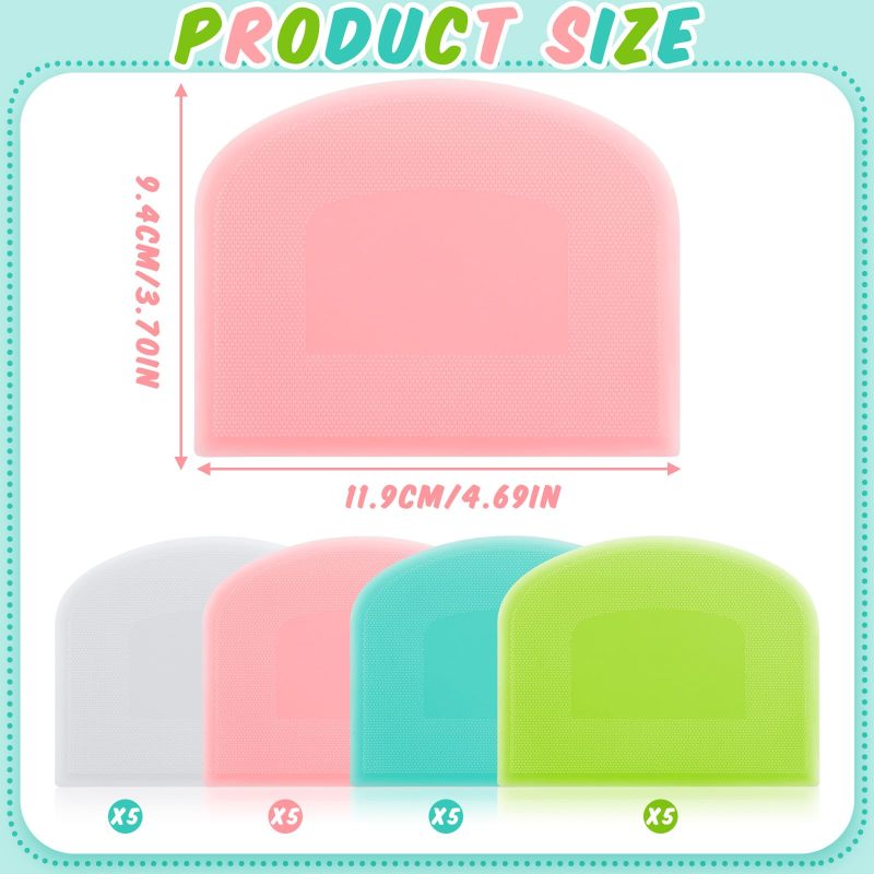 Bowl Scraper 20-Piece Colorful Set Zero Waste Complete Scraping Flexible Spatula - Ergonomic Anti-Slip Handle Pastry Scraper for Home Baking Kitchen Tasks - Image 2