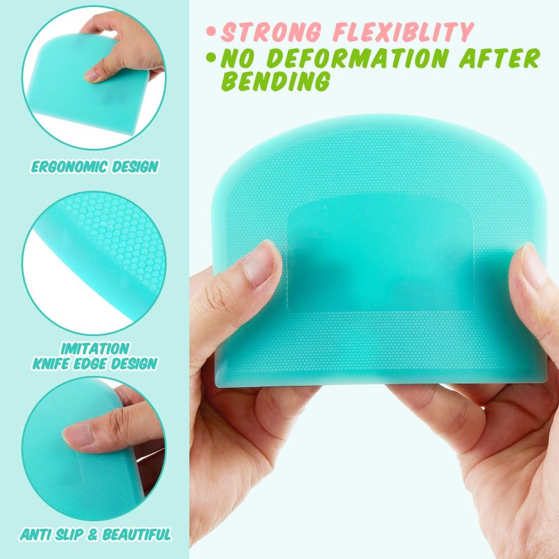 Bowl Scraper 20-Piece Colorful Set Zero Waste Complete Scraping Flexible Spatula - Ergonomic Anti-Slip Handle Pastry Scraper for Home Baking Kitchen Tasks - Image 3