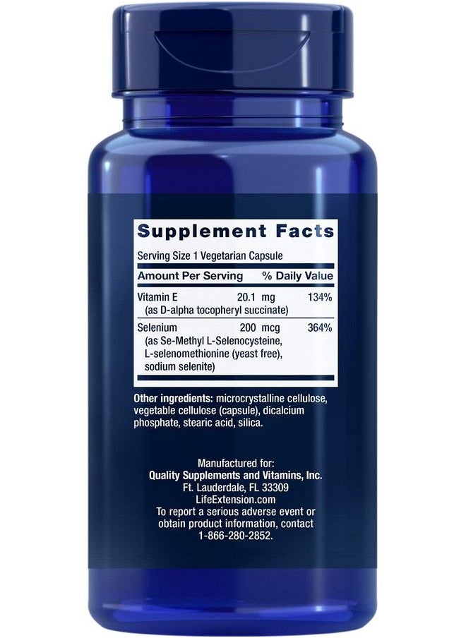Life Extension - Super Selenium Complex 200 Mcg  Vitamin E 100 Vegetarian Capsulespack3 - Image 1