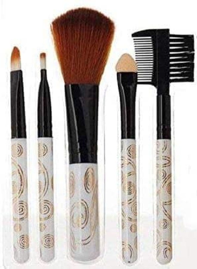 داتناسياد مجموعة مكياج DATNASAYAD 6155 مع 5 فرش مكياج بيضاء و2 إسفنجة تجميل وردية اللون للنساء والفتيات - (عبوة من 8 قطع) - Image 4