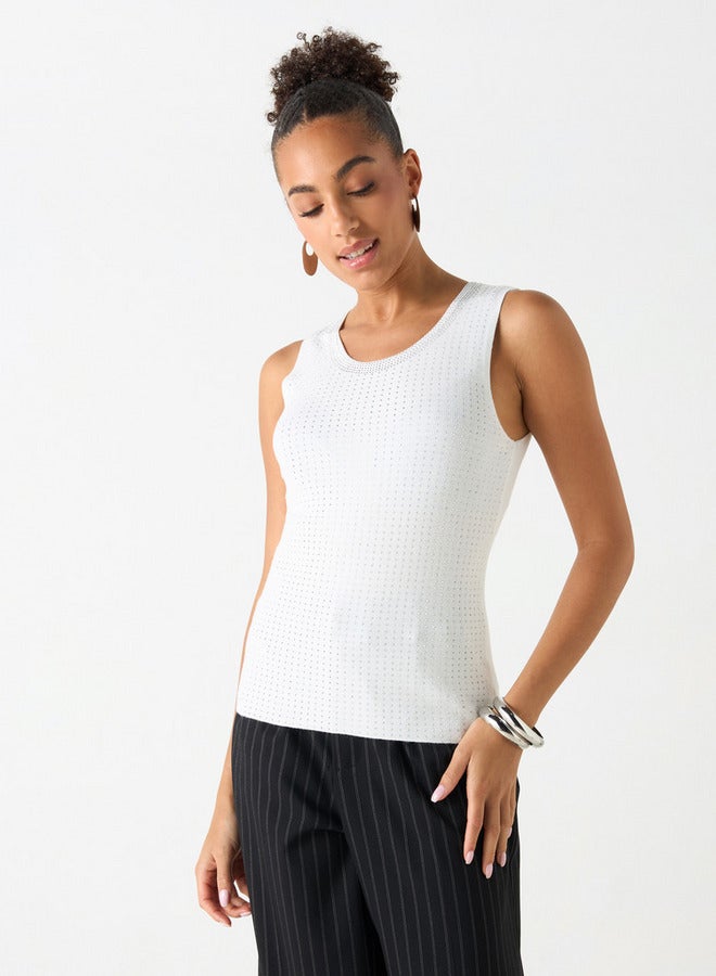 2Xtremz Embellished Sleeveless Tank Top with Round Neck - Image 1