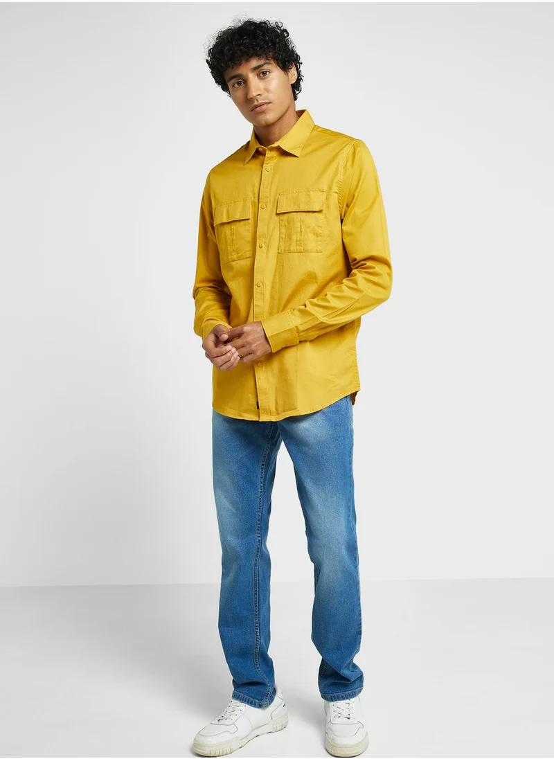 Thomas Scott Thomas Scott Cotton Twill Classic Slim Fit Opaque Casual Shirt