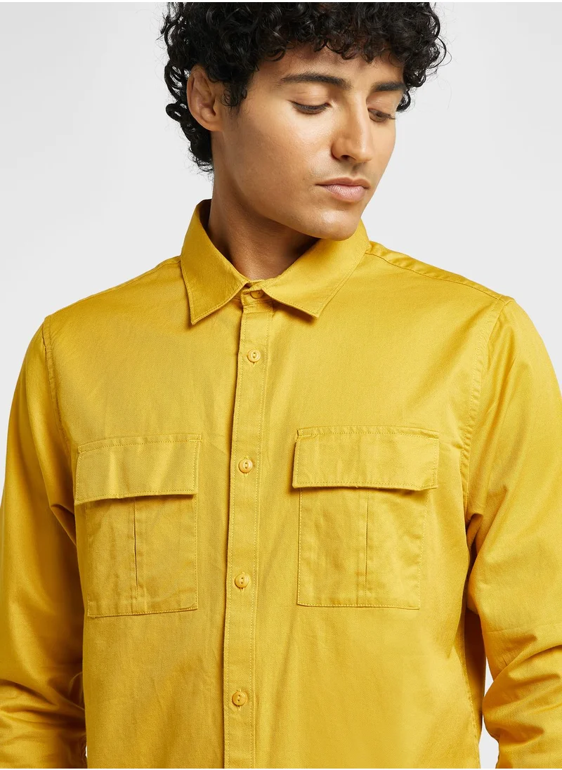 Thomas Scott Thomas Scott Cotton Twill Classic Slim Fit Opaque Casual Shirt