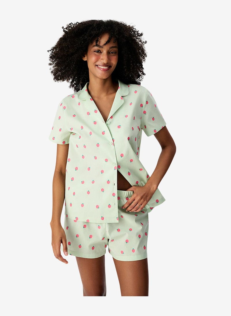 Penti Women's Green Short Sleeve Cotton Pyjama Set with Shorts - Image 2