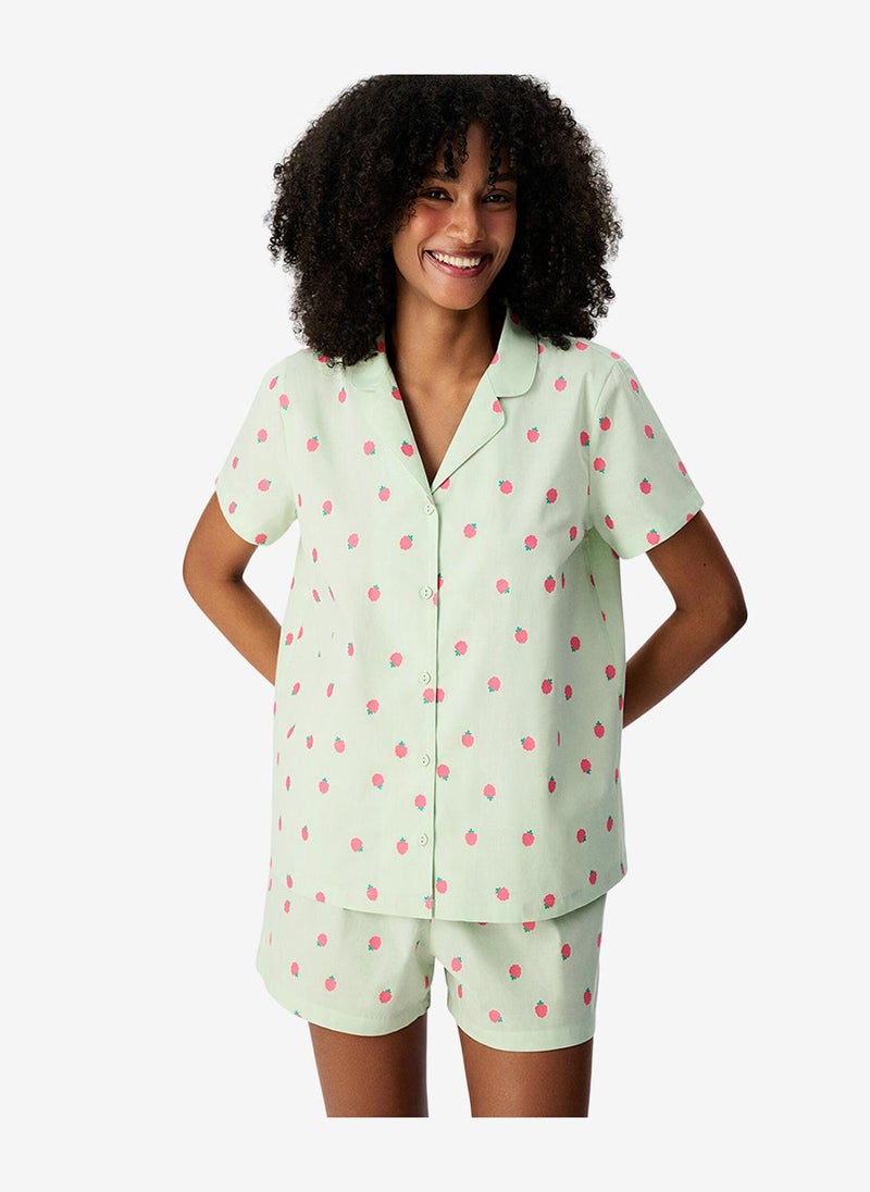 Penti Women's Green Short Sleeve Cotton Pyjama Set with Shorts - Image 1