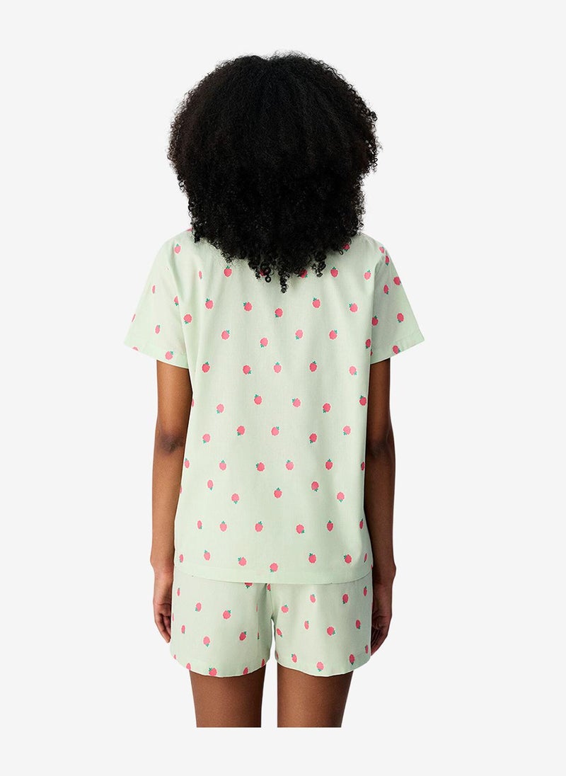 Penti Women's Green Short Sleeve Cotton Pyjama Set with Shorts - Image 4