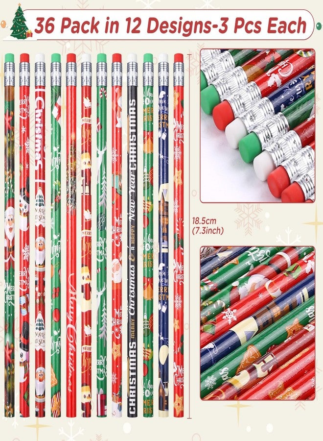 Kesote Christmas Pencils for Kids with Erasers, Christmas Party Favors Goodie Bags School Favors, Set of 36 - Image 2