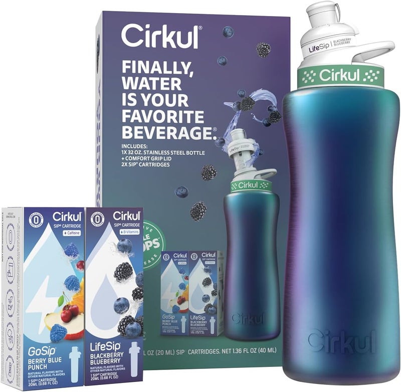 Cirkul طقم زجاجة ماء ستانلس ستيل Cirkul سعة 32 أونصة بتقنية Chameleon - Image 2