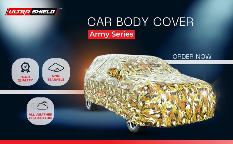 ULTRA SHIELD Army Series 100% Waterproof Car Body Cover for Maruti Suzuki Alto 800 with Mirror Pockets | Triple Stitched, Elastic, Custom Fit, Heat Resistant, Anti-Dust, All-Weather Cover (Military) - Image 2