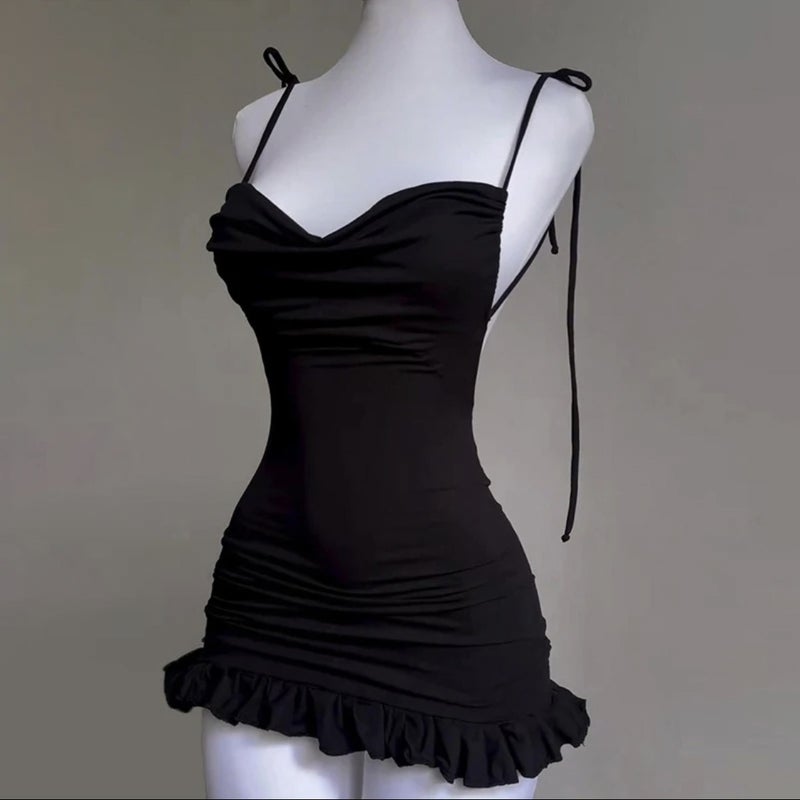 Women's Y2K Bodycon Mini Dress with Tie Straps - Image 4