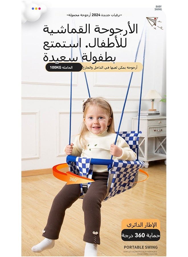 XiuWoo - Toddler Baby Swing Seat with Backrest with Heavy Duty Rope Play Secure Kids Swing Set, Secure Soft Canvas with Seat Belt for 6 Months -14 Years Old - Image 1
